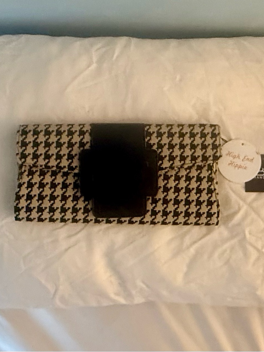 Black and White Houndstooth Clutch